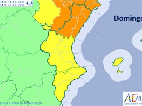 Aemet Alerta De Aviso Naranja Por Lluvias En Castellón Y Amarillo En