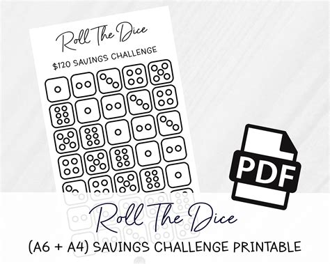 Roll The Dice Savings Challenge Savings Challenge Cash Etsy