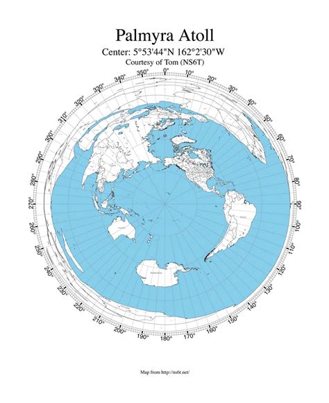 Large azimuthal map of Palmyra Atoll | Palmyra Atoll | Oceania ...