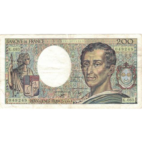 200 Francs Type Montesquieu 1990 Alphabet D 081 Fayette 70 10a