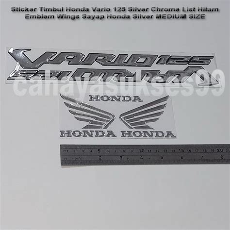 Sticker Timbul VARIO 125 Silver Chrome Emblem Motor Logo Wings Sayap