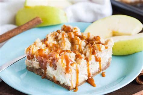 Caramel Apple Cheesecake Bars Plated Cravings