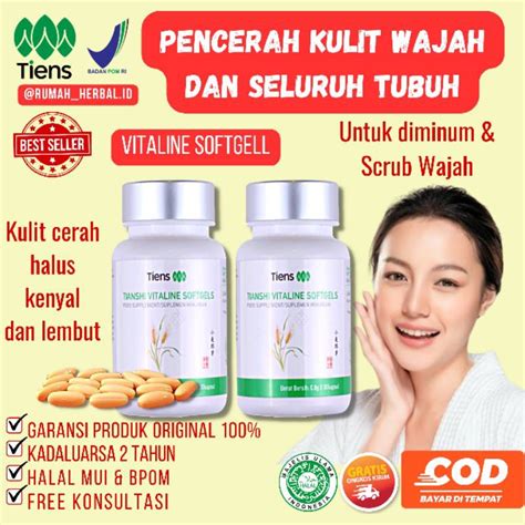 Jual Vitaline Softgel Tiens Pemutih Kulit Wajah Dan Tubuh Original 100