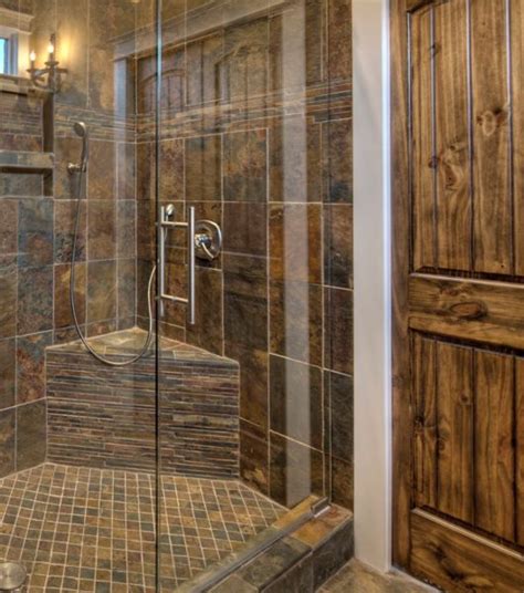 Rustic Tile Shower Area Shower Tile Wood Tile Shower Shower Floor Tile