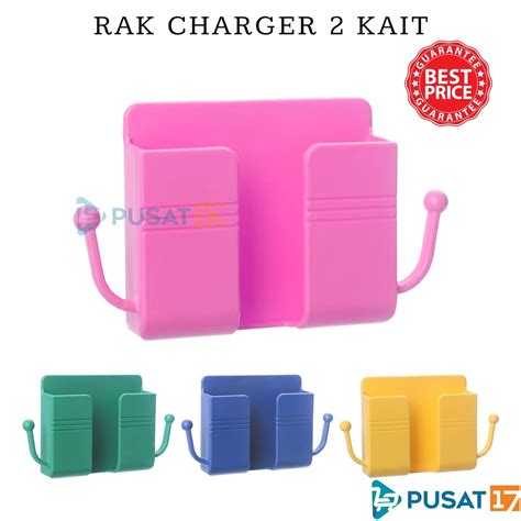 Jual PUSAT17 RAK CHARGER 2 KAIT TEMPEL DINDING HOLDER TEMPEL DINDING