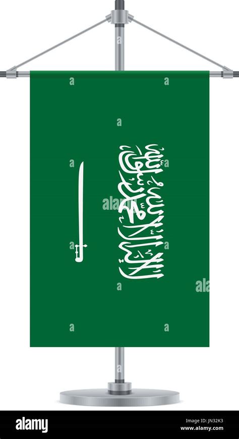 Flag Design Saudi Arabian Flag On The Metallic Cross Pole Isolated