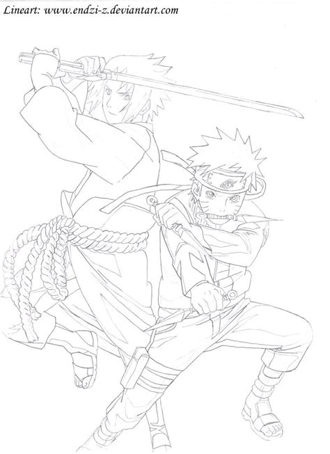 Naruto and Sasuke Lineart by endzi-z on DeviantArt | Naruto and sasuke ...