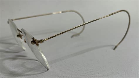 Antique K Gf B L Bausch Lomb Rimless Eyeglasses Spectacles W