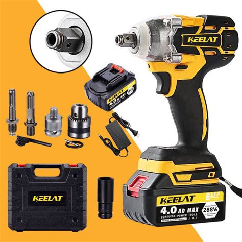 Keelat Cordless Brushless Impact Wrench Driver X Amh Li Battery