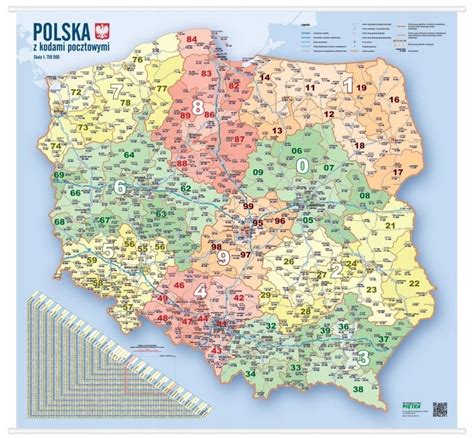 Polska Kodowa Mapa Cienna Kody Pocztowe