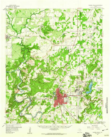 Mineral Wells Texas 1959 1960 USGS Old Topo Map Reprint 15x15 TX