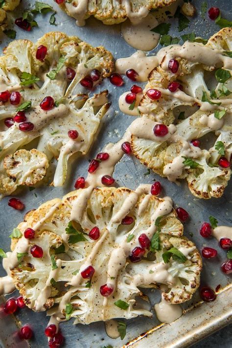 Roasted Cauliflower With Garlic Tahini Sauce And Pomegranate Artofit