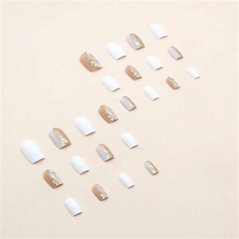 Uñas postizas blancas a presión medianas uñas acrílicas cuadradas nude uñas acrílicas