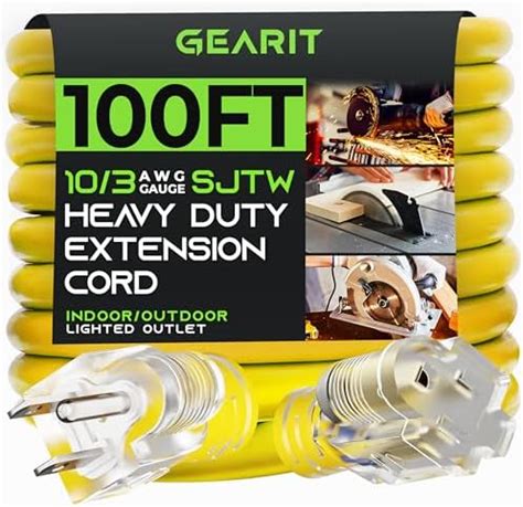 GearIT Cable de extensión para exteriores 10 3 100 pies calibre 10