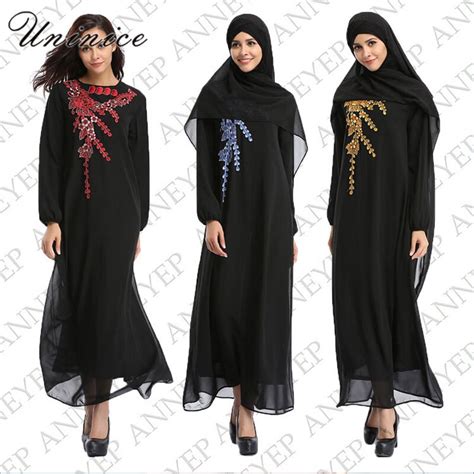 Muslim Chiffon Abaya Maxi Dress Kimono Embrodiery Vintage Long Robes