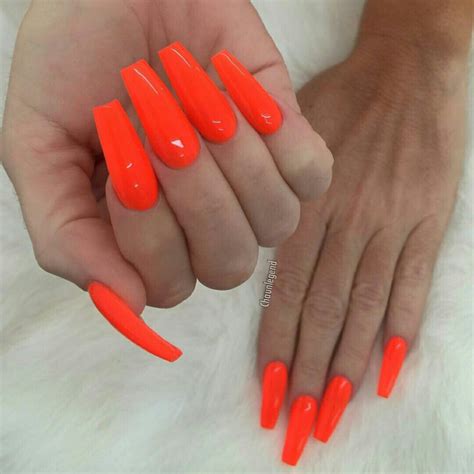 Uñas Acrilicas Neon Naranja