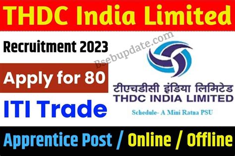 Thdc Recruitment For Apprenticeship Training Apply For Iti