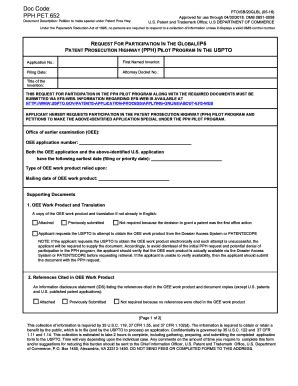 Fillable Online Uspto Request Form For The Global PPH And IP5 PPH Pilot