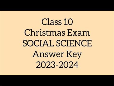 Class Christmas Exam Social Science Answer Key Second Term