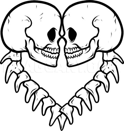 Two Skulls In The Shape Of A Heart