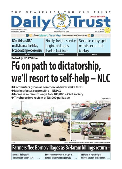 Nigerian Newspapers Daily Front Pages Review Wednesday Th July