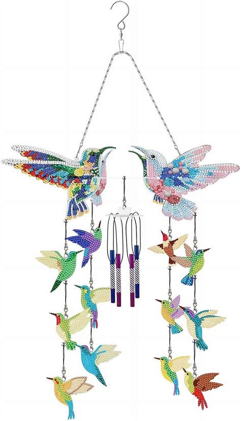 Lmueinov DIY Dotted Diamond Art Painting Wind Chime Kit Three