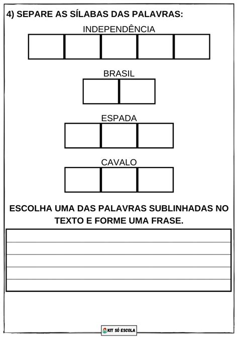 Sequência de Atividades Independência do Brasil SÓ ESCOLA