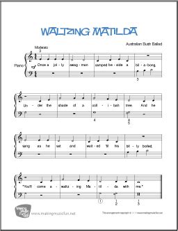 Waltzing Matilda Free Beginner Piano Sheet Music Makingmusicfun Net