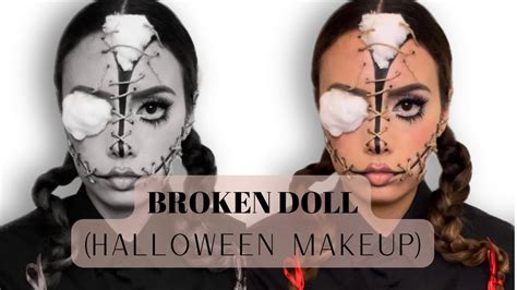 Creepy Broken Doll Makeup Tutorial Halloween Sfx Makeup Youtube