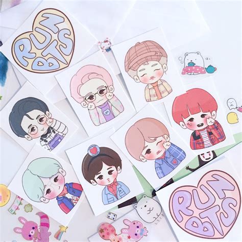 Run Bts Cute Kpop Stickers | Etsy