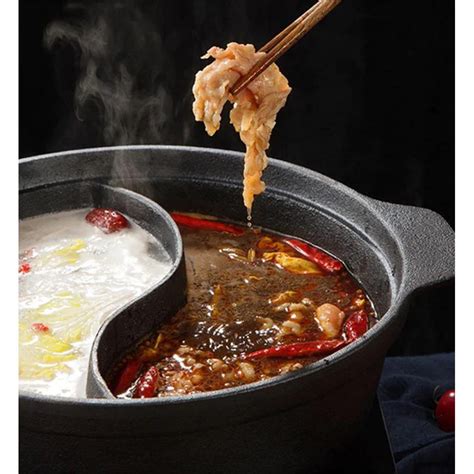 Cast Iron Hot Pot With Divider Inch Dual Sided Shabu Shabu Pot Multi Functional Hotpot