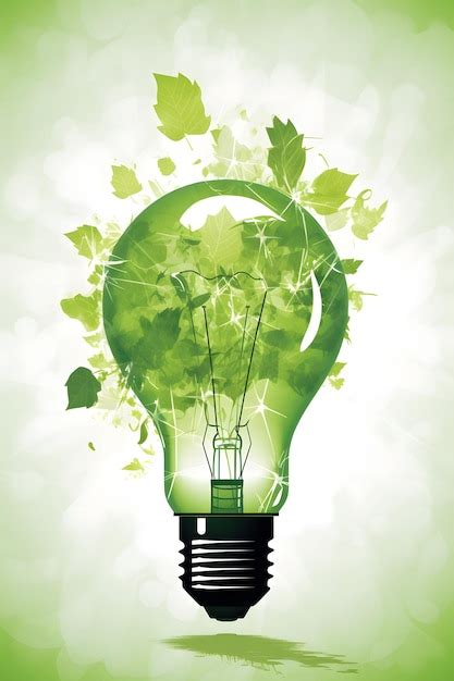 Premium Ai Image Green Light Bulb With Leaves Inside Of It On Light