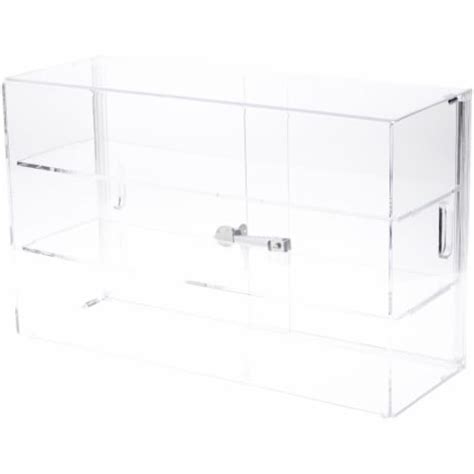 Plymor Clear Acrylic Sliding Door Locking Display Case 2 Shelves 13 H X 21 W X 7 5 D 13 X 21