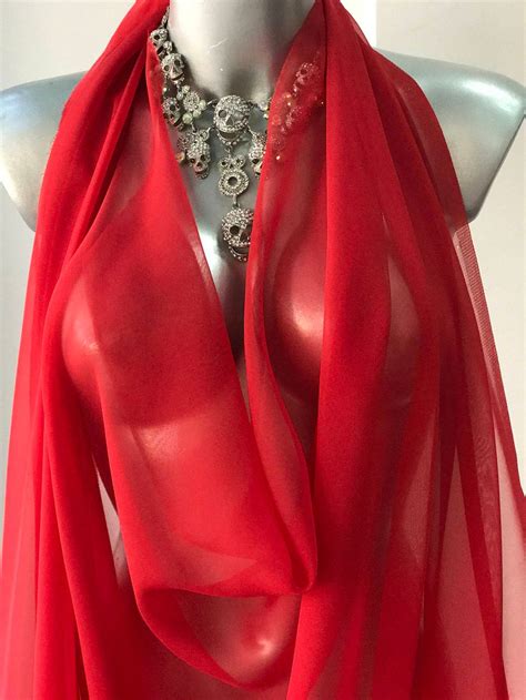 Red Silk Chiffon Fabric Vibrant Rich Red Semi Opaque 140cm Etsy