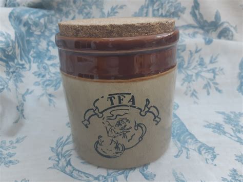 Vintage Stoneware Tea Jar Storage Pot With Cork Lid Pearsons Of