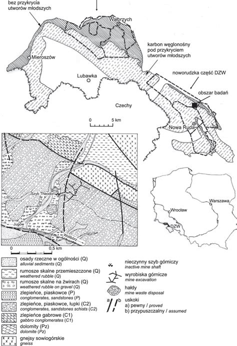 Mapa Geologiczna Obszaru Bada Z Lokalizacj Szybu Teodor Wydzielenia