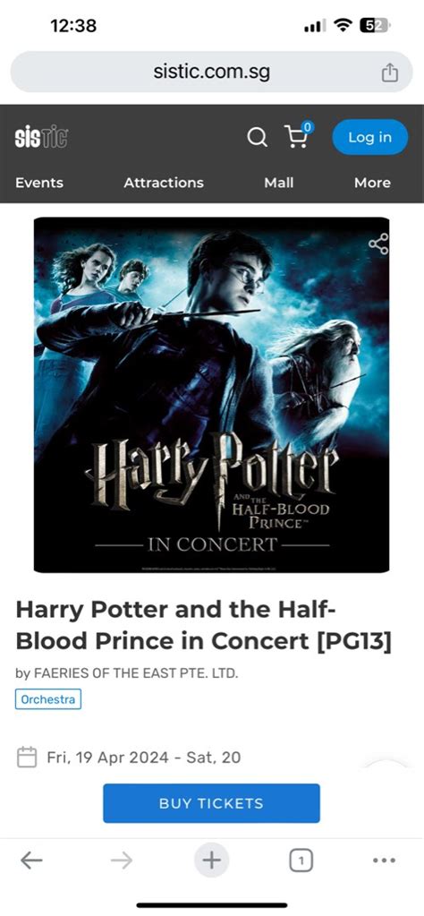 Harry Potter And Half Blood Prince Concert 20 April Sat Tickets