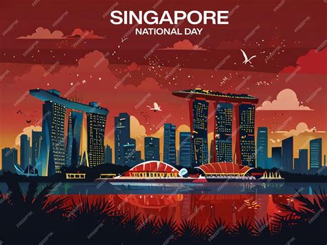 poster  singapore national day featuring  cityscape premium ai
