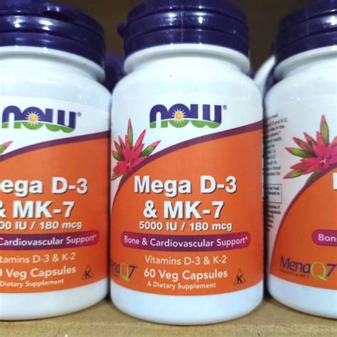 Promo NOW FOODS MEGA D3 MK7 5000 IU / 180 MCG VITAMIN D3 K2 MK7 NOW ...