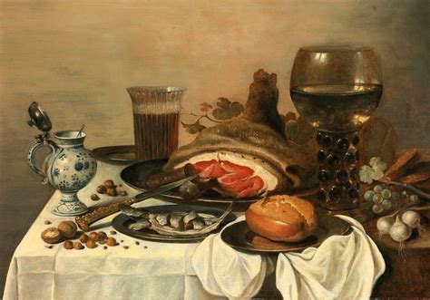 Pieter Claesz C 1597 1661 — Still Life With Ham Römer Bread Herring And Other Objects 1654