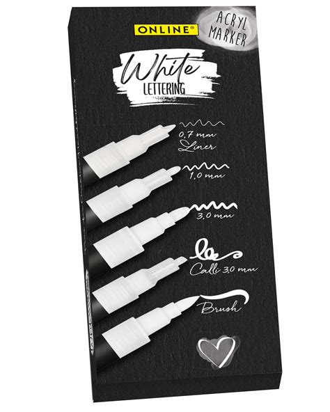 Online Set Of Hand Lettering Pens White Strong Opaque Hand