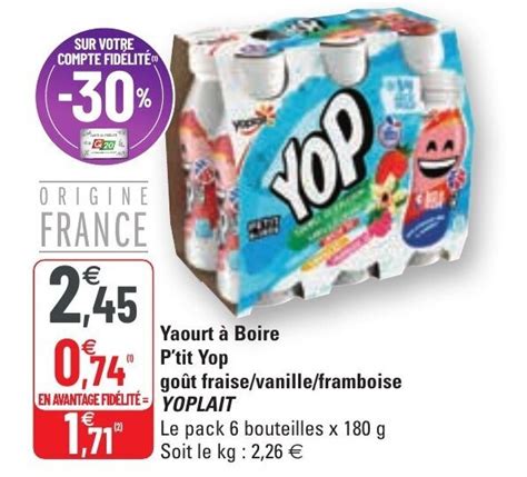 Promo Yaourt Boire P Tit Yop Go T Fraise Vanille Framboise Yoplait