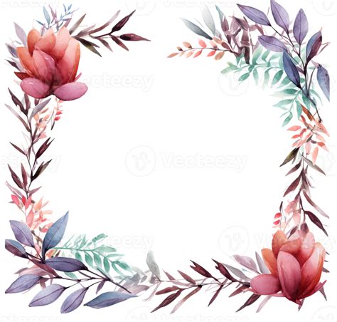 Watercolor Floral Frame Illustration 25400598 Png