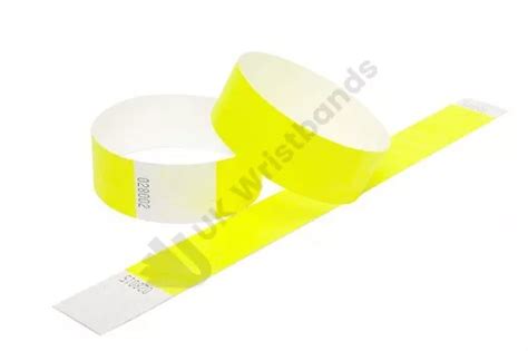 Clearance 100 Neon Yellow Tyvek Wristbands 3 4