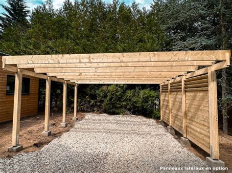 Carport Bois Castellane X Cm Avec Panneaux De Fond Et Panneaux