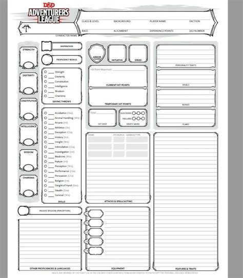 Dandd A4 Character Sheet For 5e Fillable Pdf Free Download 42 Off