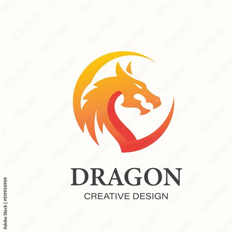 dragon head in a circle shape logo design Stock Vector | Adobe Stock