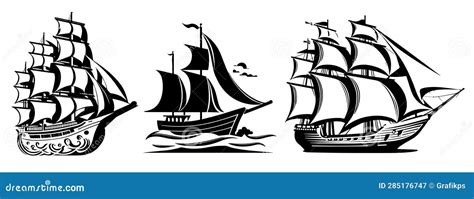 Silhueta De Ilustra O Do Vetor Negro De Barco A Vela Ilustra O Do