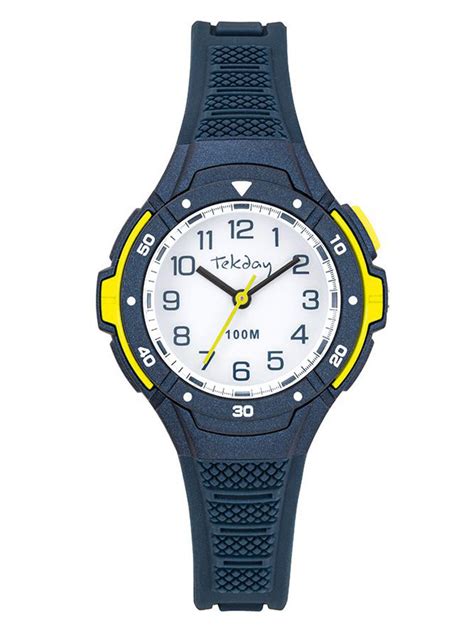 Montre enfant bleue jaune Tekday avec son écran lumineux 654756