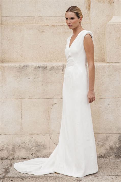 Vestido Novia Escote V Snow Colour Nude